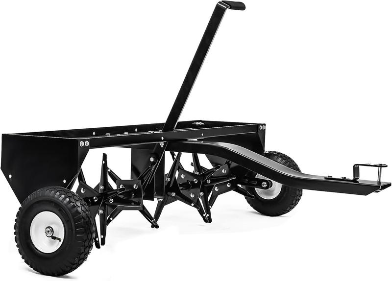 YITAMOTOR 40" Tow Plug Lawn Aerator with Universal Hitch for Lawn, Farm and Garden, Black Portable Tool Tow Behind Aerator, Plug Aerator for Lawn Tractor, 24 24 Plug Coring Knifes Cores, Black