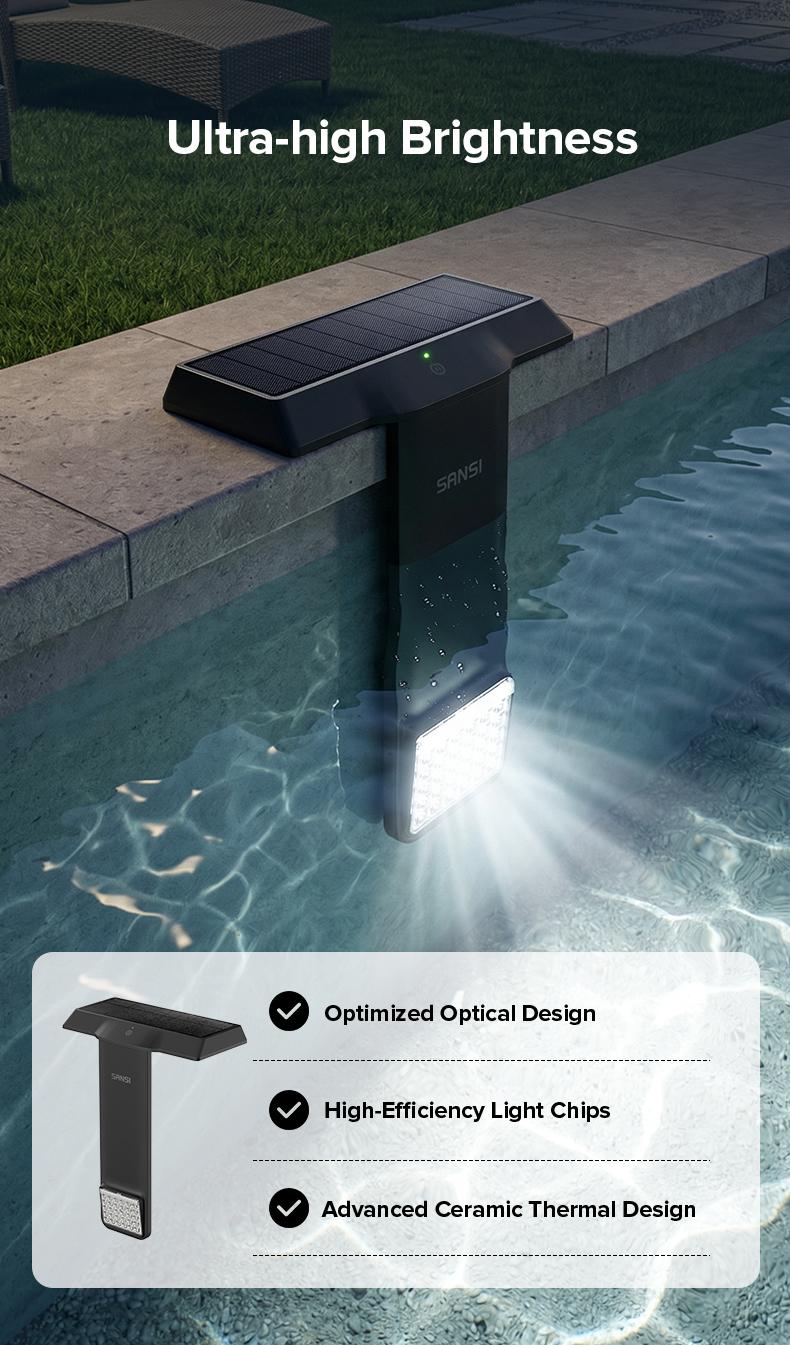 SANSI Solar Poolside RGB Light with Remote, Waterproof Submersible Pool Light for Inground & Above Ground Pools – Enhance Summer Pool Fun, Perfect Mother’s Day Gift & Outdoor Decoration
