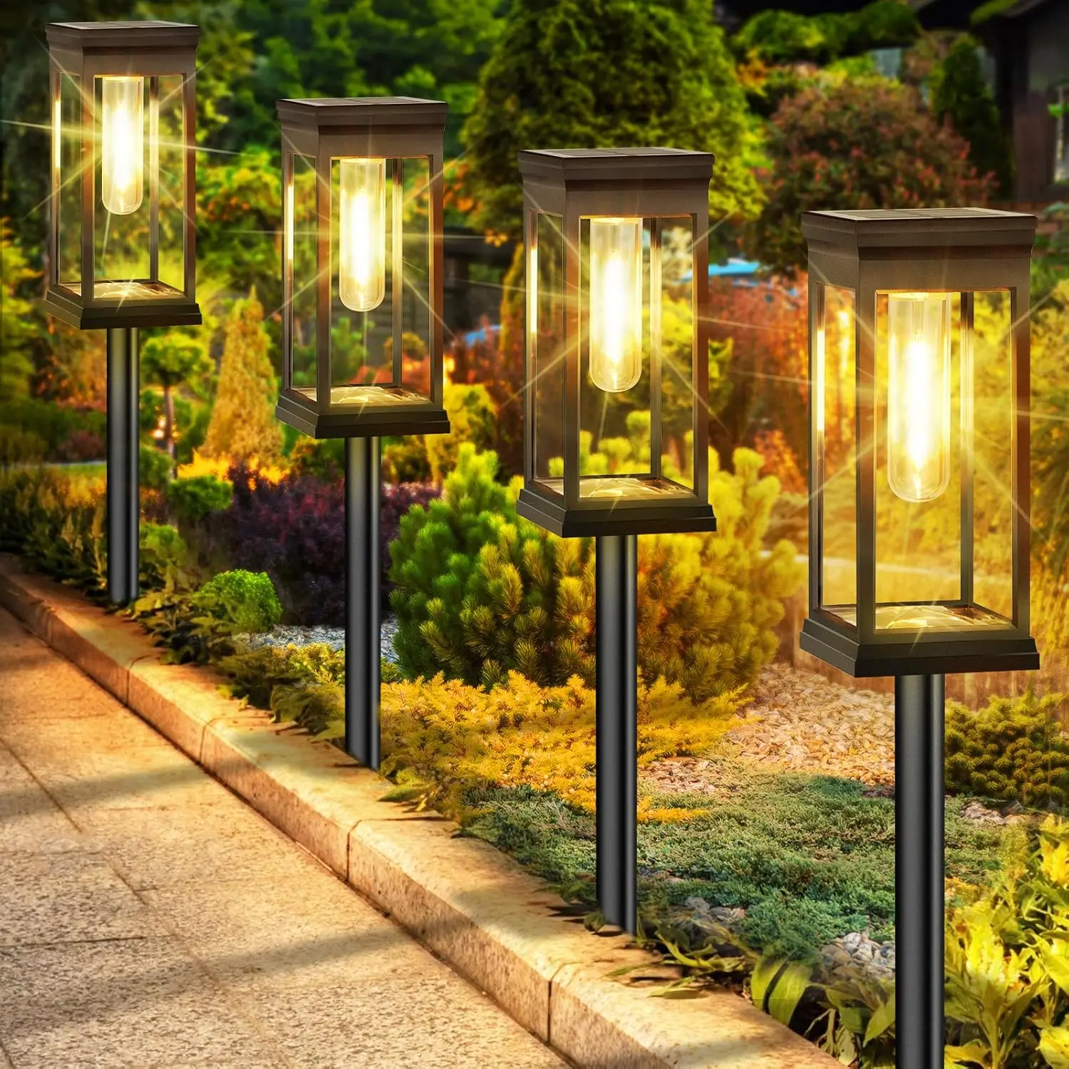 MATULSA 6/8 Pcs Solar Pathway Lights Waterproof, Large LED Solar Light Outdoor, Super Bright Outside Lights for Yard, Sun-Powered Landscape Lighting for Garden Walkway, Warm White