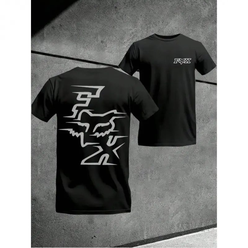 Men's Fox Graphic Short-Sleeve Round Neck T-Shirt - Retro, Street Style, Aesthetics, Casual, Party, Valentine's Day Sports Top, Shortsleeve