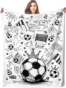 Soccer Blanket Sport Fans Cozy Soccer Blankets and Throws Unique Funny Plush Football Theme Decor Bedding for Lovers Kids Boys Girls Women Men Gifts Living Room Bedroom