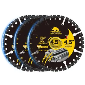 Diamond Cutting Wheel 4 1/2 x 7/8 Inch, Angle Grinder Cutting Disc, Carbide Cut Off Wheels, 4 1/2 Cut Off Wheel for Metal with 6000+ Cuts on Rebar, Steel, Iron and INOX - 3Pack