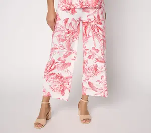 Dennis Basso Regular Printed Italia Knit Pull-On Crop Pant