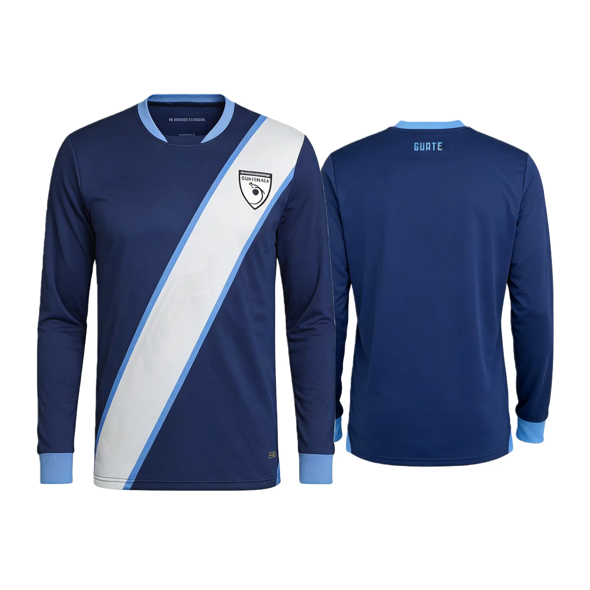 2025 Guatemala National Team Away Blue Long Sleeve Soccer Jersey Fans Version Breathable
