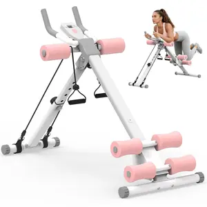 Foldable Ab Exercise Machine with Monitor, Dual Track Adjustable Ab Trainer, Core & Waist Shaper Home Gym Equipment