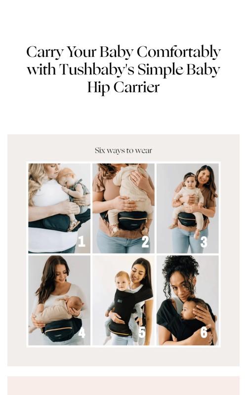 Tushbaby Hip Seat Hands-Free Attachment- Baby and Toddler Carrier Up to 36 Months or 45 Pounds