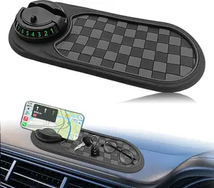 Universal Multifunction Anti-Slip Car Dashboard Mat, Rotatable Car Phone Holder Dashboard Pad with Temporary Parking Number, and Large Pad for Phones Sunglasses Keys Gadgets adjustable spring clip