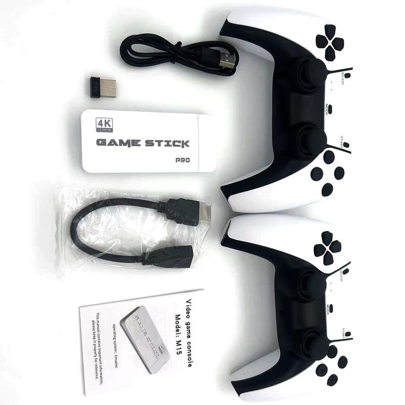 M15 Game Stick Mini TV Handheld Game Console 2.4G Wireless 20000+ Games 128G Storage 30000+ Retro Games HD Output Two-player for PS1