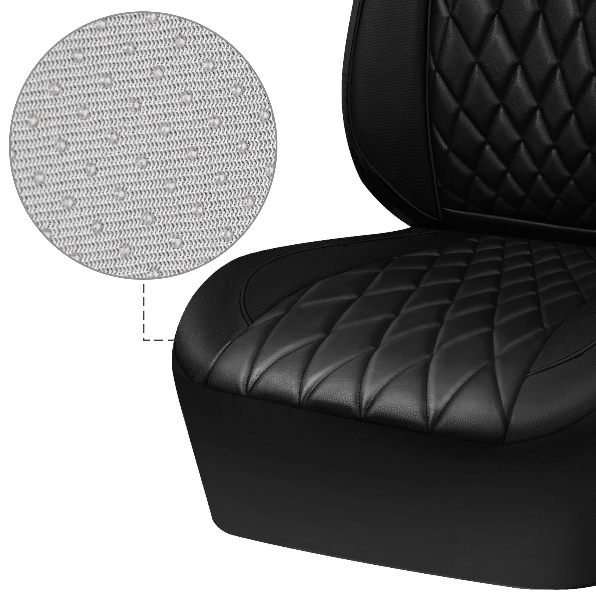 CAR PASS Piping Luxury PU Leather Car Seat Covers,Waterproof Anti Slip Compatible with Seat Armrests,Universal Fit for Suvs,Vans,Trucks,Airbag Safe Easy To Install