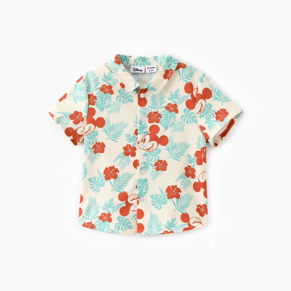 Disney Mickey Mouse Tropical Floral Family Matching Outfits Hawaiian Shirts & Dresses for Mom Dad Kids Baby Naia Soft Fabric Beach Vacation Clothes Spring Glow Up - Womenswear, Apparel