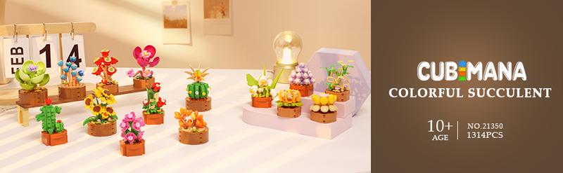 15 Pack Valentines Flowers Plants Mini Building Set - 1314PCS 3.6MM Flower Succulents Botanical Collection Block Toy for Home Office Décor, Birthday Gifts for Adults Women Boys Girls 10+
