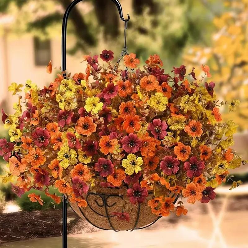 12 Bunches Fall Multi-Color Artificial Flowers, Adjustable UV Resistant Bouquets, Eucalyptus Lavender Vase Decorations, Indoor Outdoor Use, Decorative Flowers