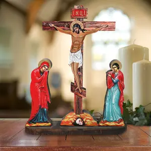 G.DeBrekht 88159-24 24 x 18 in. Crucifixion of Christ Wooden Cross Museum Icons Decor - Large