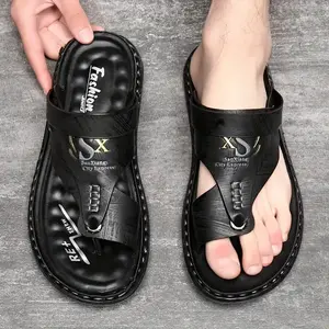 Men's casual open toed slippers, outdoor non slip rubber sole walking shoes