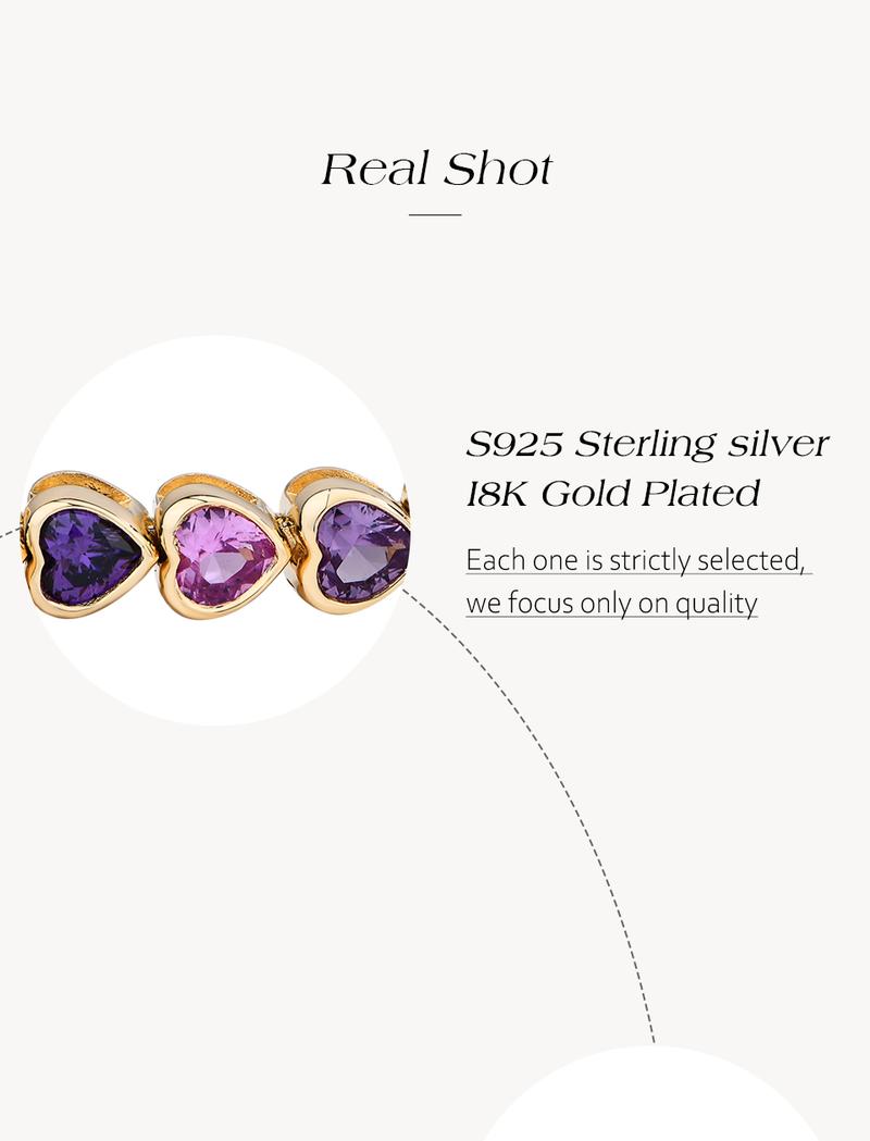 ATTAGEMS Heart-shape Lab-Created Sapphire Colorful Bracelet S925 Sterling Silver Zircon Bracelets For Women Engagement Party Jewelry Gift B050