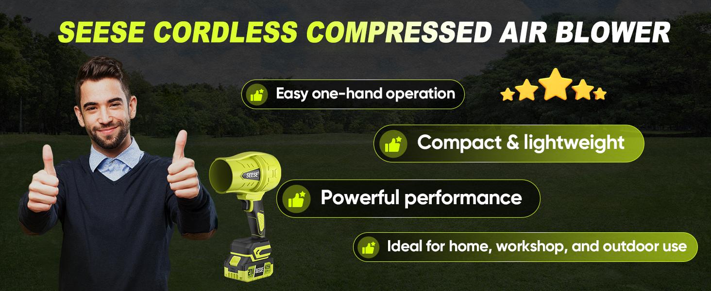 SEESE Turbo Jet Leaf  Blower, Violent  Fan,Car Drying After Wash, Handheld Snow Blower,Cordless Turbo Power Air Duster,Good Choice For Gifts,Home Improve,Garden Mainte,Holiday gifts