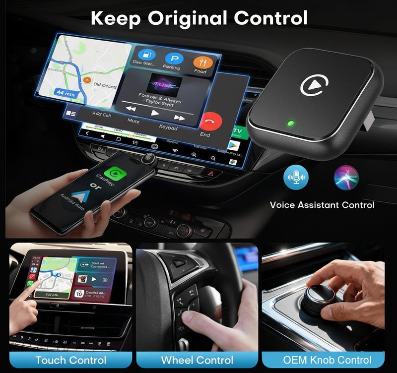 2026 Upgraded Wireless CarPlay Adapter – Fast Connection, No Latency, Supports Hands-Free Calls,  Effortlessly Converts Wired to Wireless CarPlay Adapter, Compatible with iPhone iOS 10+ & Android Auto