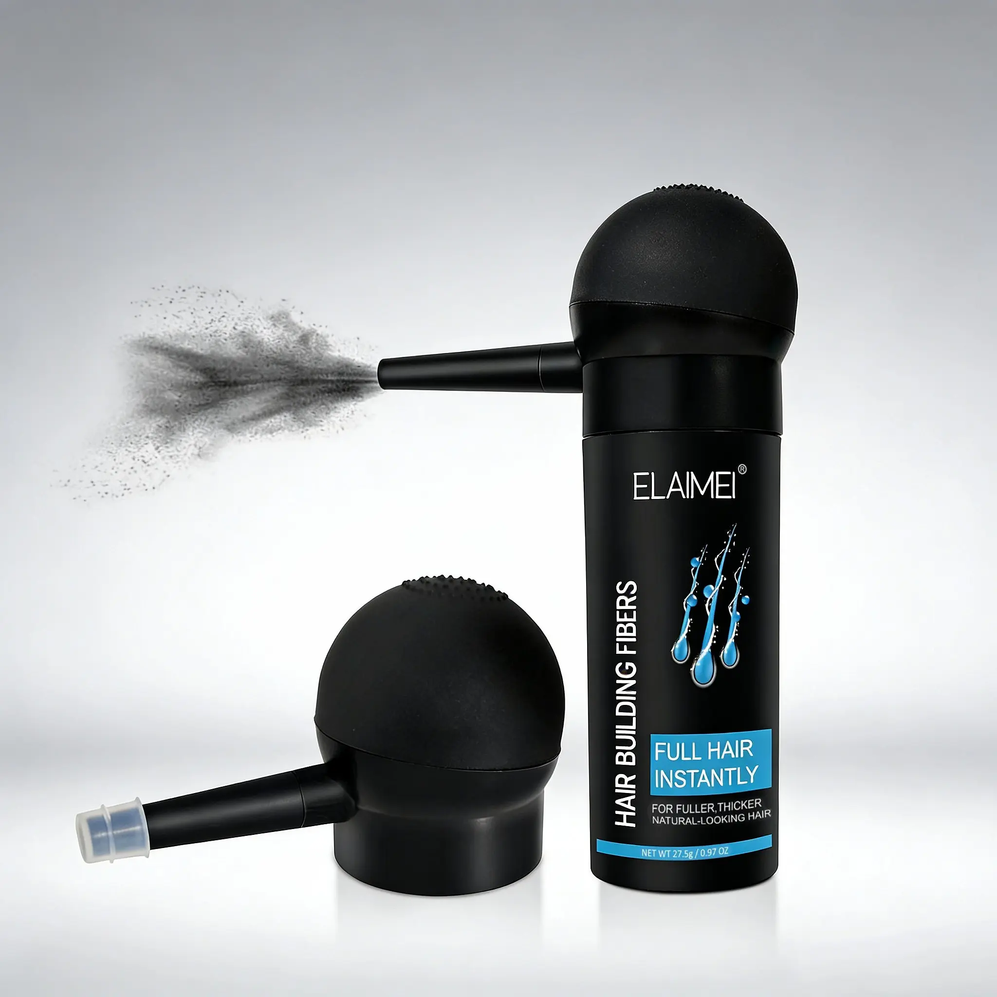 ELAIMEI hair thickening fiber kit, hair fiber applicator, fills in hairline and parting, waterproof and sweatproof, suitable for people with thinning hair.