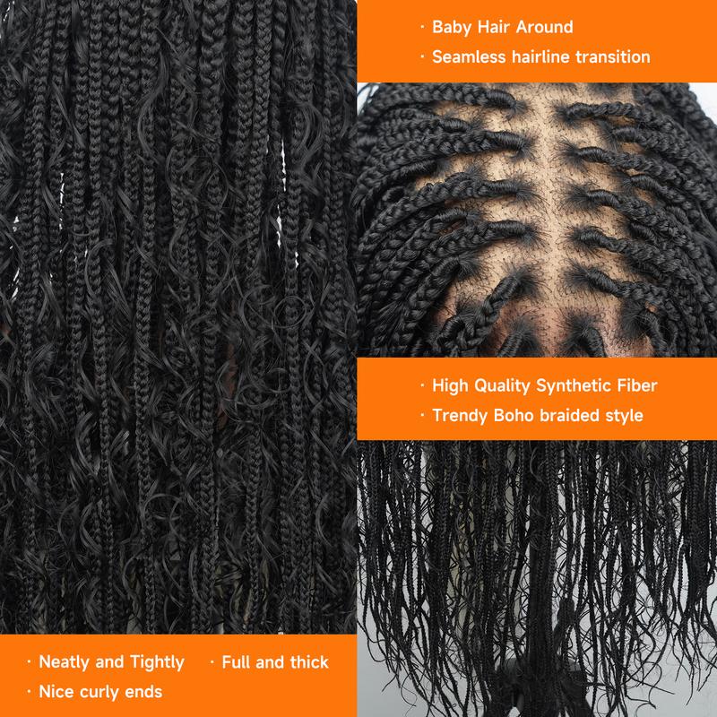 Wiggins 36 Inch Box Braided Wigs Full Lace Front Wig Synthetic Long Braided Wig Synthetic Braided Wigs With Boho Curly Ends WeeklyDeals Wiggins 36 Inch Box Braided Wigs Full Lace Front Wig Synthetic Long Braided Wig Synthetic Braided Wigs With Boho Curly Ends WeeklyDeals