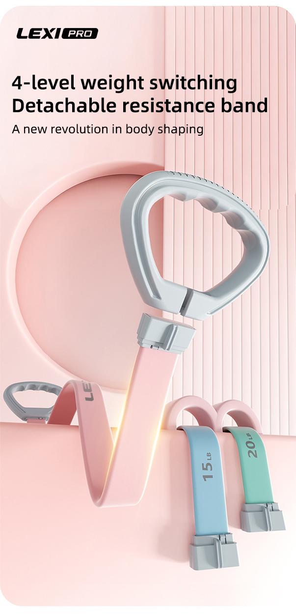 LEXI Multi Level Adjustable Resistance Band 10LB-25LB with Ergonomic Grips for Yoga Stretching Shoulder Training and Home Fitness Shaping