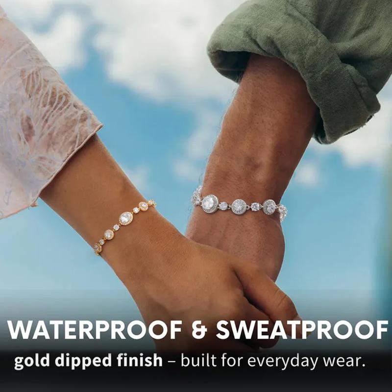 Turandoss Gold Tennis Bracelet – Adjustable CZ & Emerald-Baguette Bracelet, Holiday Gift Jewelry for Women