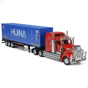 1/50 Scale Kenworth W900 Semi Truck with Container Trailer Die-Cast Model – 15.74 Inch Blue Cab Heavy Transport Tractor, Collectible Metal Box Truck Gift for Boys and Adults