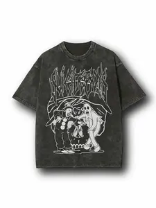 Retro distressed printed T-shirt, unisex streetwear, give her men's and women's clothing