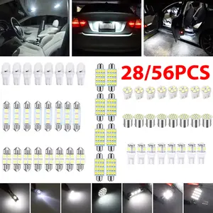 56/28Pcs Interior Car Lights, Super Bright White Dome Map Tail Cab Lights Bulb Kit Set , T10 31mm 41mm 194 LED Bulb for Trunk License Plate Light Bulbs