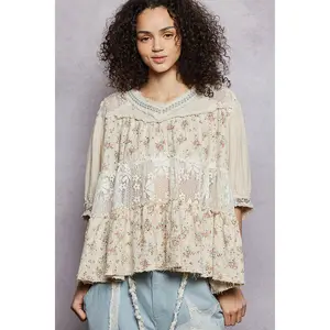 Elizabeth Double Gauze Lace and Embroidery Top