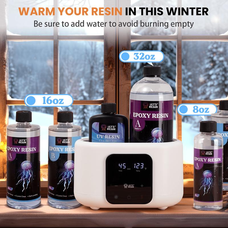 Auto Resin Preheater, Accurate Temp Control Resin Warmer, with LCD Display, Timer, Reduce Bubble and Thins Viscosity, for 8,16,32oz Epoxy Résin, UV Résin, Silicone Rubber- LET'S RESIN