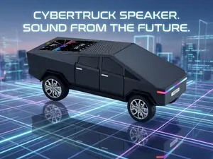 【black】Ultimate Tech Gift  Men & Teens: Cybertruck Shaped Wireless Speaker. Portable Bluetooth 5.0 + FM Radio Mode. Cool Car Gadget  Gaming Room & Home Office. 11 1080P Auto Focus Projector CarPlay Adapter for Handheld Microphone Sound Card Kit