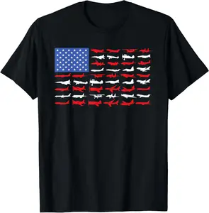Pilot Airplane American Flag Plane Aviation Short Sleeve T-Shirt Pure Cotton Graphic Tees Menswear Top: Gifts for Men & Women