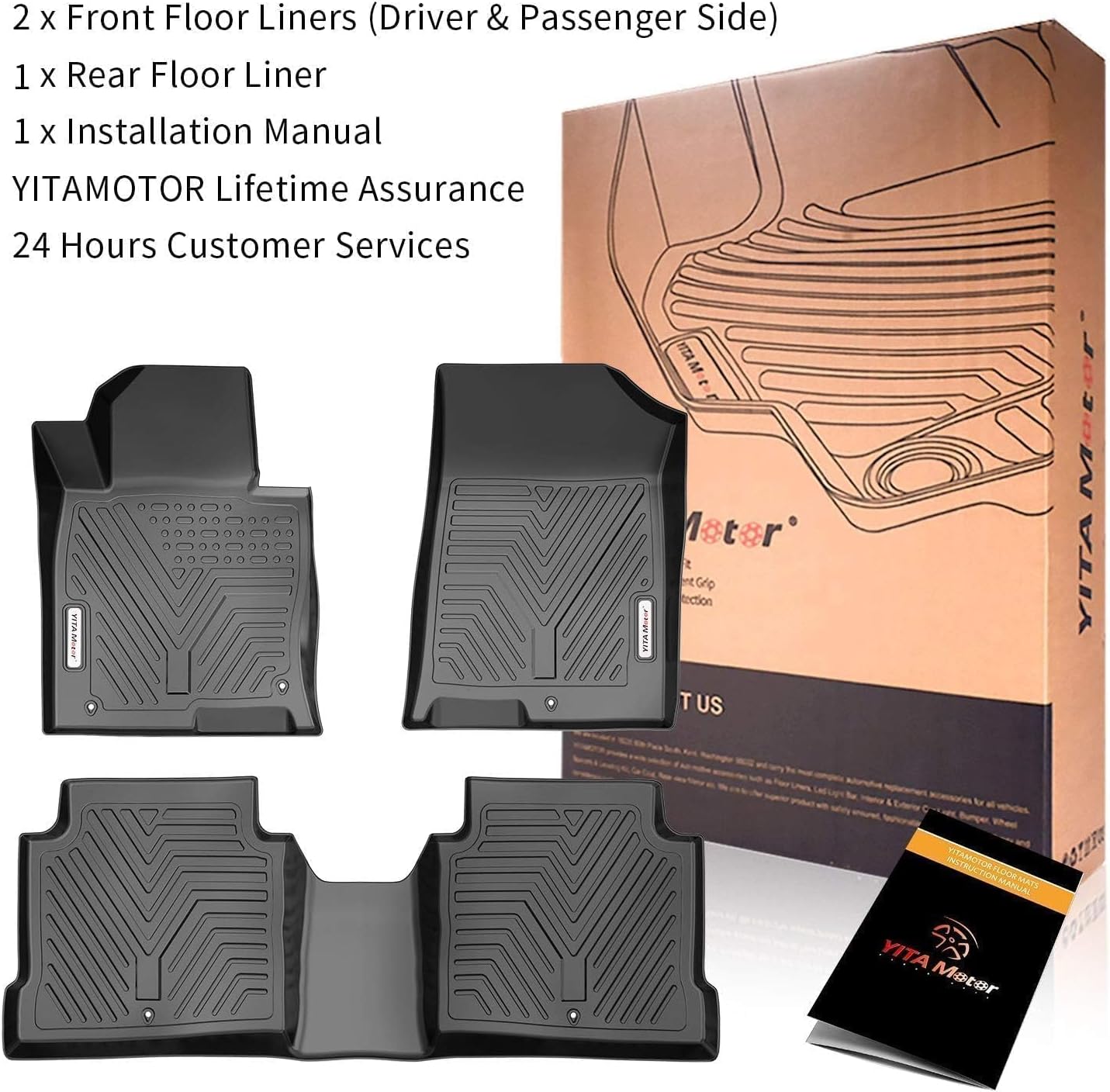 YITAMOTOR Floor Mats Compatible with 2016-2020 Kia Optima, 2015-2019 Hyundai Sonata, 1st & 2nd Row YITAMOTOR Floor Mats Compatible with 2016-2020 Kia Optima, 2015-2019 Hyundai Sonata, 1st & 2nd Row