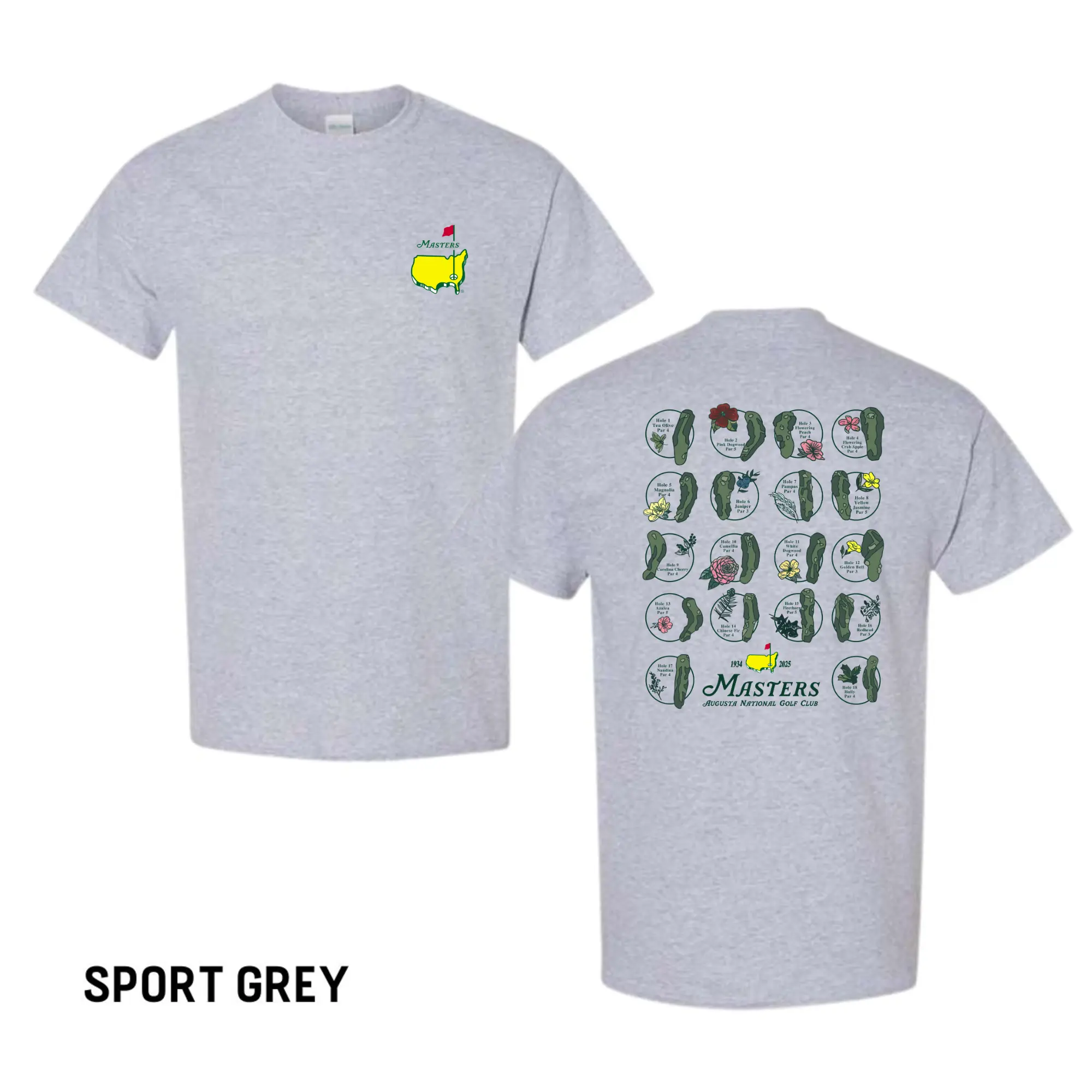 Masters Augusta Hole Layout Shirt For Men For Women, Detailed Golf Course Panel Graphic Shirt, Premium Cotton Fabric Breathable Unisex Relaxed Silhouette Top, Archive Inspired Tournament Apparel
