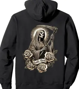 Santa Muerte Mexican Floral Saint Death Pullover Hoodie