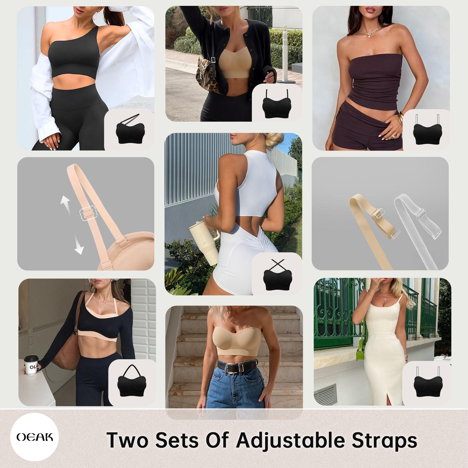 OEAK Strapless Bra for Women Comfort Non-Slip Seamless Bandeau Bras Wireless Tube Top Bra Invisible Bralette OEAK Strapless Bra for Women Comfort Non-Slip Seamless Bandeau Bras Wireless Tube Top Bra Invisible Bralette