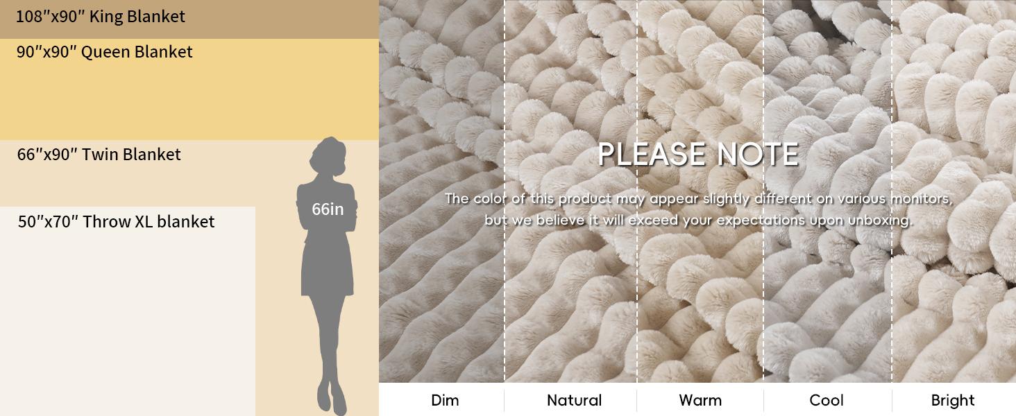 PHF Luxury Soft Fleece Blanket, No Shed No Pilling, 380GSM Fluffy Cozy Blankets for Bed, Lightweight Warm Bedding for Home Decor, Ideal Gift for Women