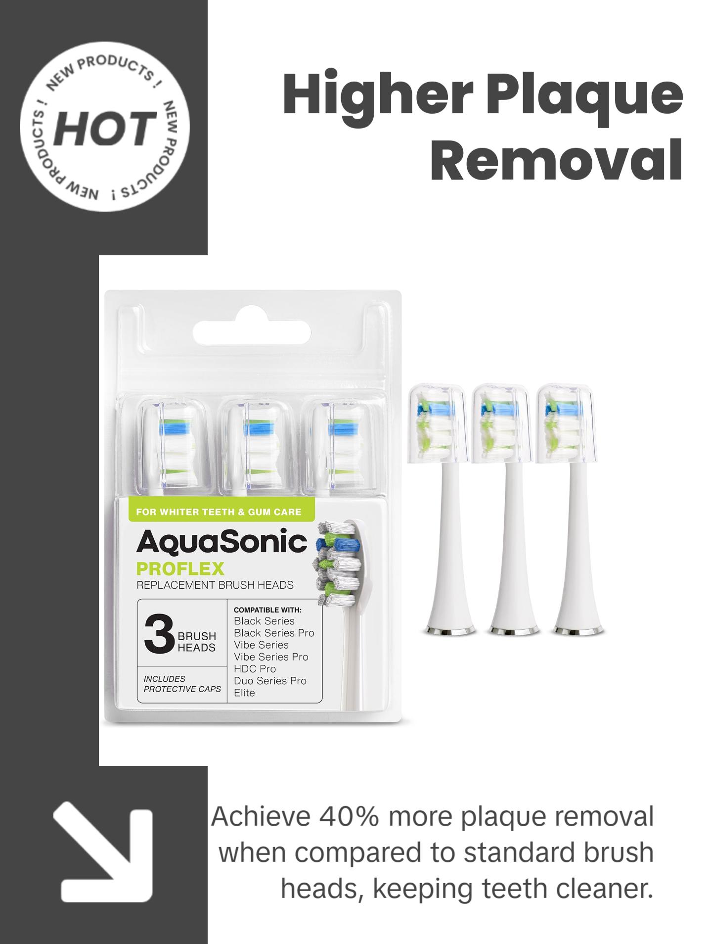 AquaSonic ProFlex Replacement Brush Heads for Electric Toothbrush - Whitening