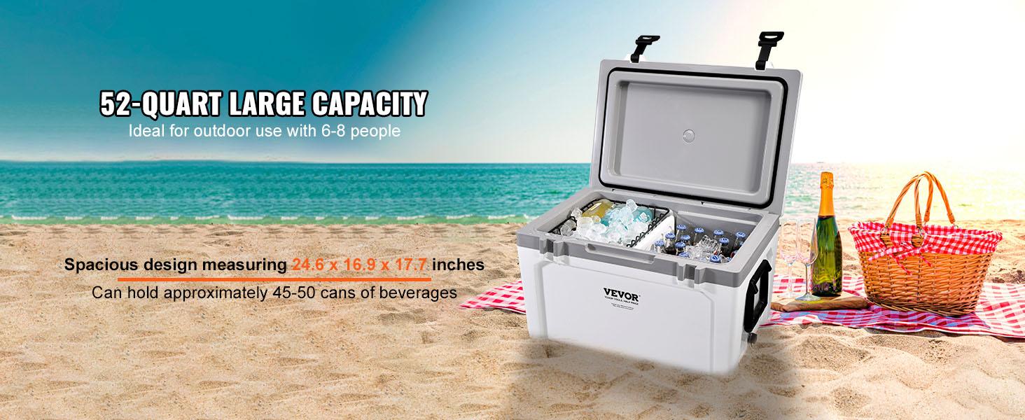 VEVOR Insulated Portable Lunchbox Cooler, TikTokShopBlackFriday, Max 52 qt - Holds 50 Cans, Ice Retention Hard Cooler with Heavy Duty Handle, Ice Chest Lunch Box for Camping, Beach, Picnic, Travel, Outdoor  VEVOR Super Brand Day