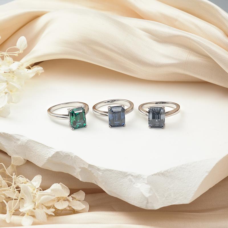 Delzzad 4ct Solitaire Prong Ring Octagon Synthetic Moissanite S925 Ring Band Jewelry Perfect Engagement Anniversary Christmas Gift for Men Women Wedding Set