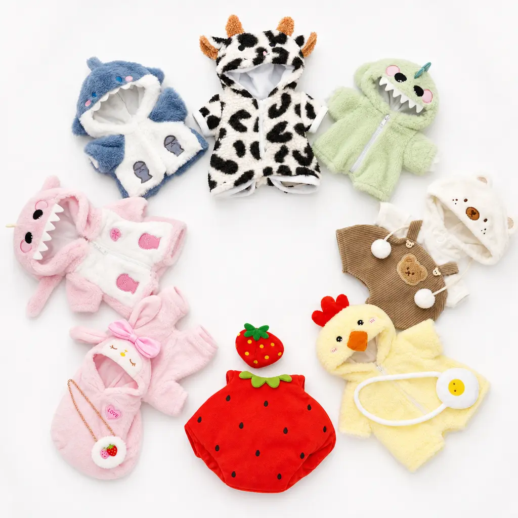 Getahug | Teddy Bear Clothing, Stuffed Animal Costume,  20cm Bear Clothes, Cotton Doll Dress Up, Cosplay Bear Hoodie,  Shark Outfit, Dinosaur Costume, Cow Print, strawberry, chick,  bunny, kawaii plushie accessories, gift for plush lover
