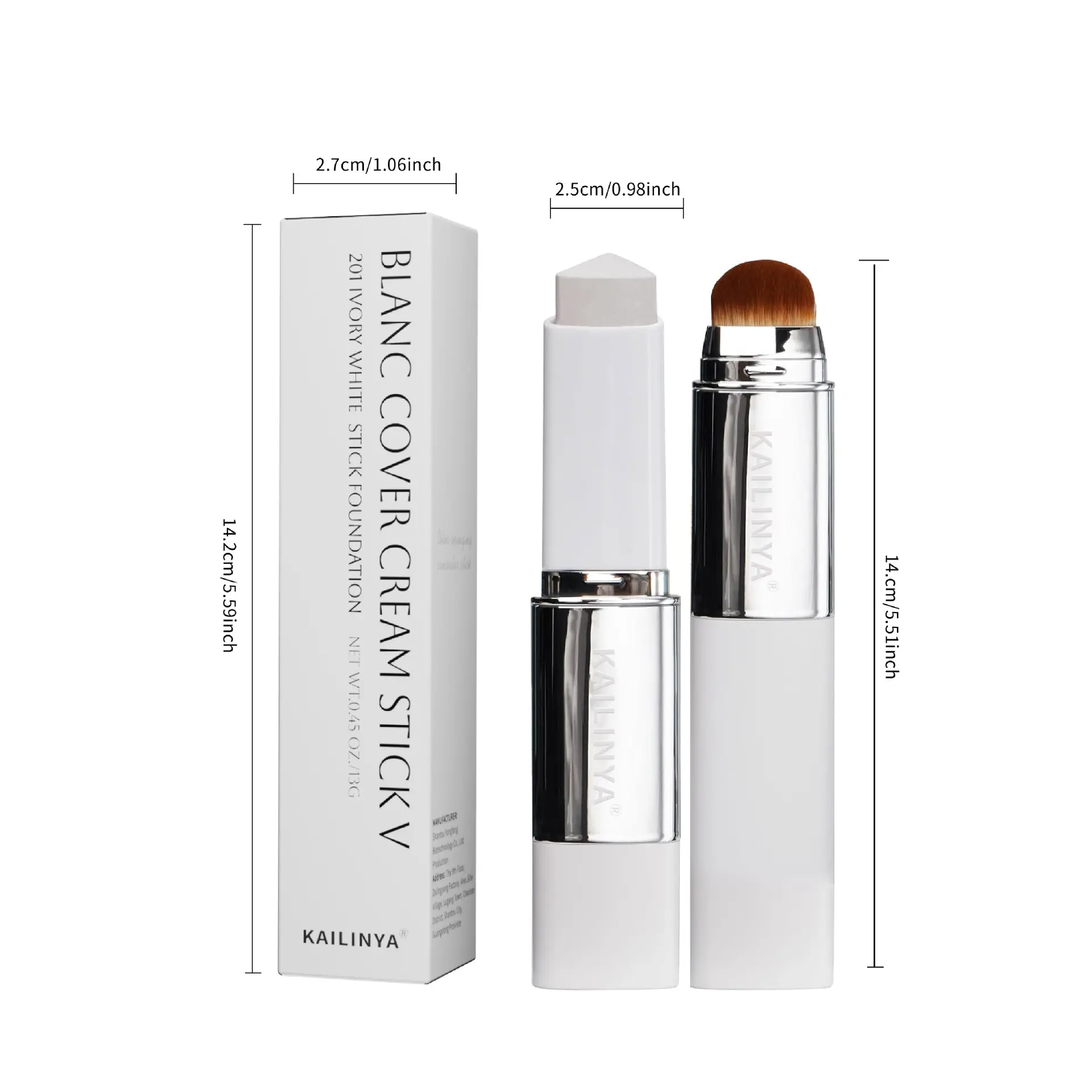 KAILINYA  Color Changing Stick Foundation with Detachable Brush - Blanc Cover Cream Stick V  Collagen & Glow On-The-Go