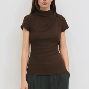 Marissa top| Cap Sleeve Mock Cowl Neck Brown Top| Blouse| Modal| Womenswear| Ribbed