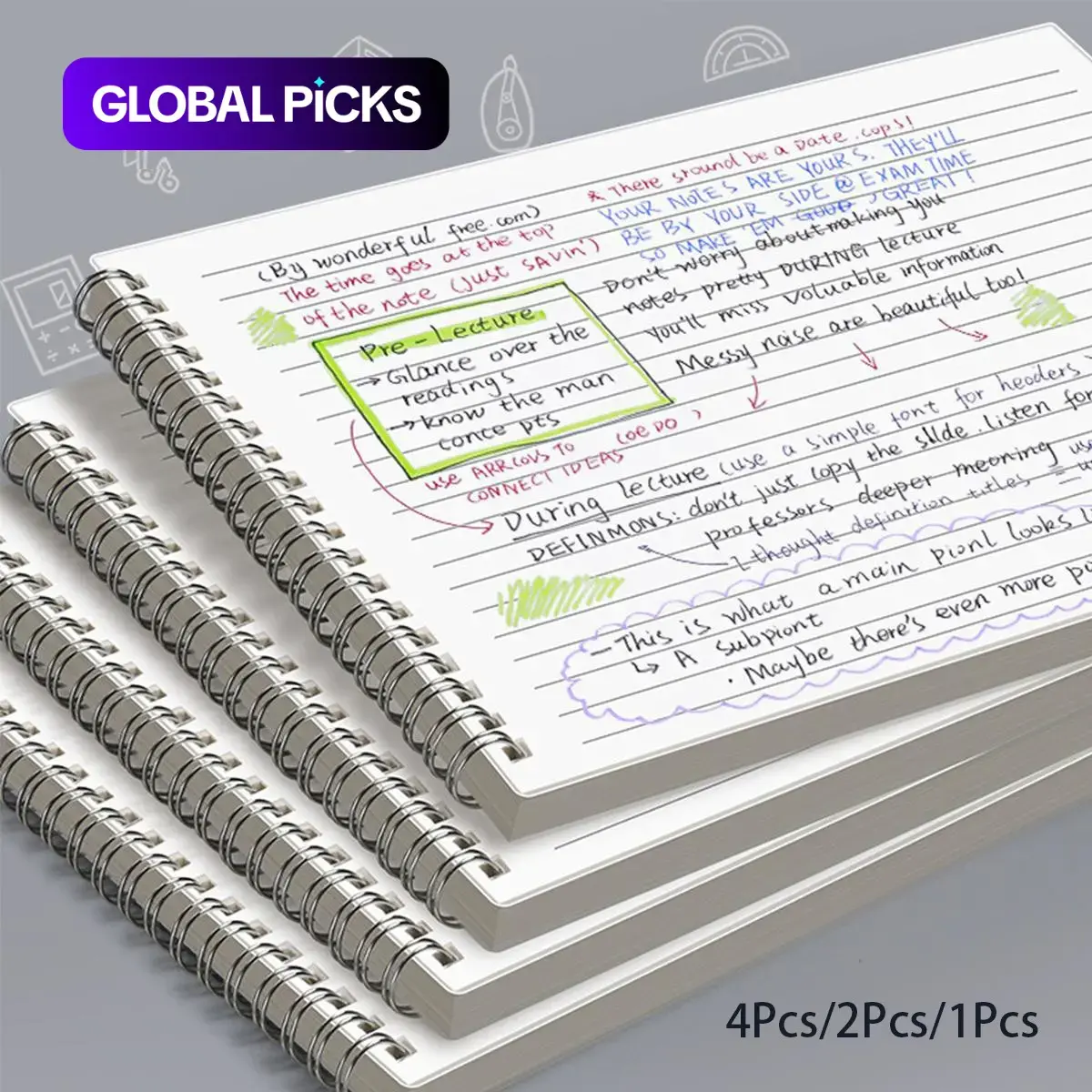 Thick Spiral Notebook Journal, 60 Sheets 8mm Ruled Cream Paper with Smooth No-Bleed Writing, Firm Binding, Ideal for Students, College Essentials and Office Use, Stationery Supplies #GLOBAL PICKS