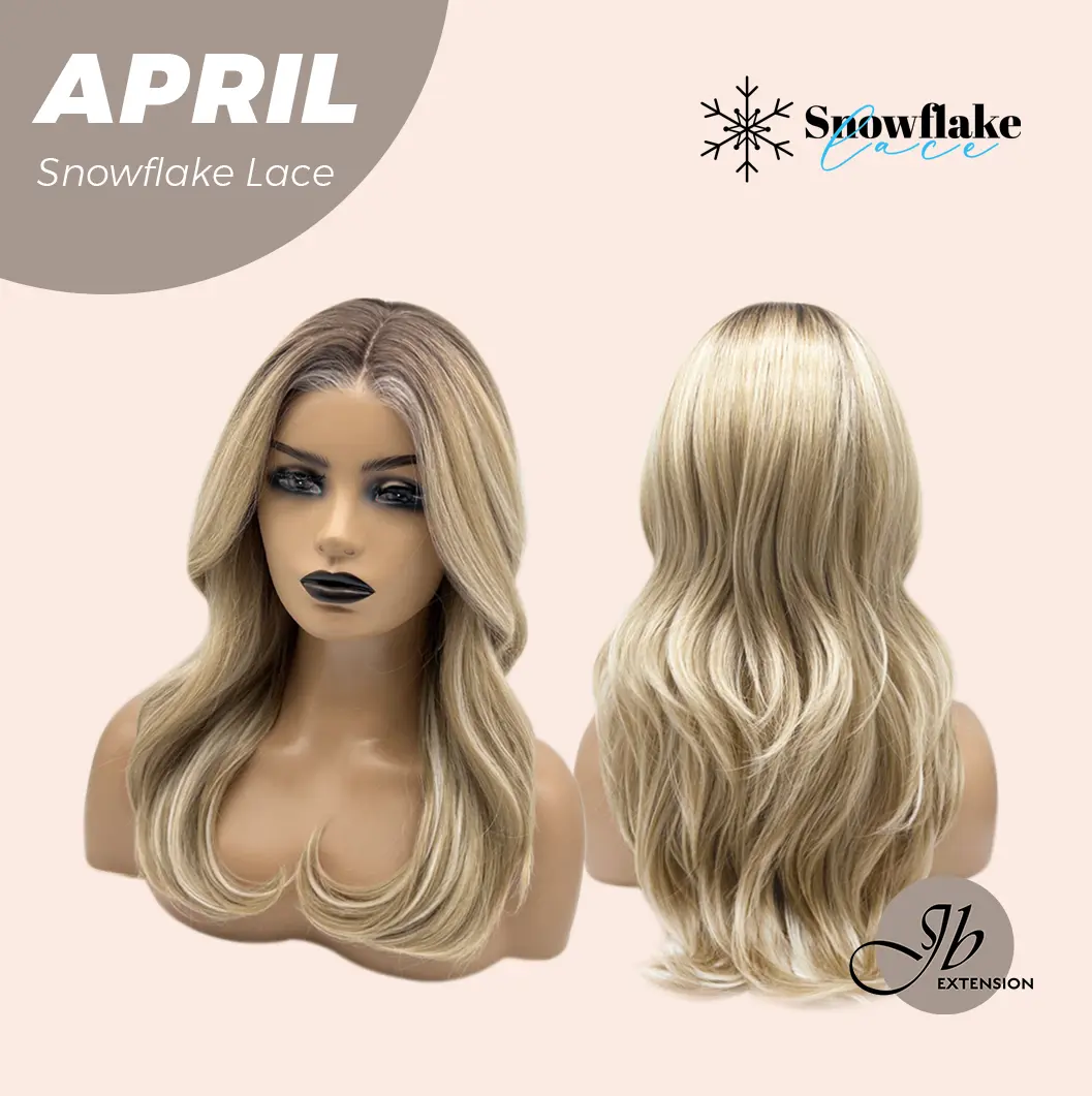 JBEXTENSION 20 Inches Mix Blonde Long Curly Pre-Cut T Part Snowflake Lace Frontlace Glueless Wig APRIL SNOWFLAKE【BENDY EAR TABS】