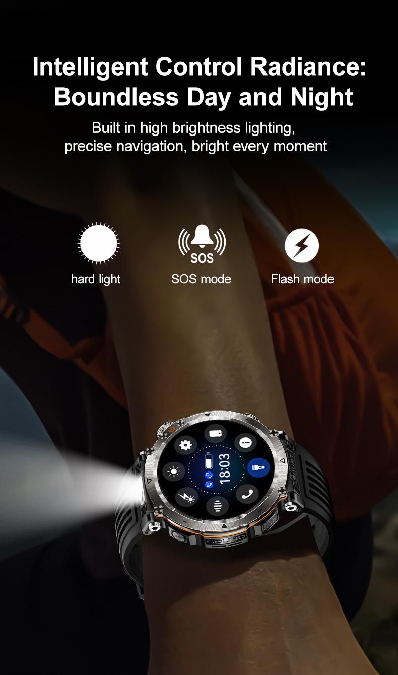 New 2026 Manly Style Smart Sports Watch LED Lights Wireless Calling Message Reminders Sports Mode Voice Assistant Weather Push Stopwatch Timer Smartwatch For Men Compatible With Android iPhone Phones