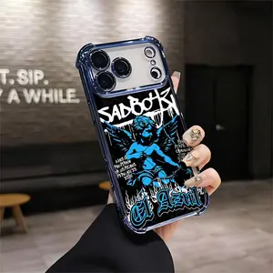 Sad Boyz El Azul Blue Angel Phone Case Corazón de Ángel Triste Streetwear Sad Boyz Edition For IPhone 17 16 15 14 13 12 11 PRO PLUS MAX AIR Four-corner Drop-proof Transparent Casual Soft Silicone PhoneCase Perfect Gift Cellphone Smartphone shockproof Q158