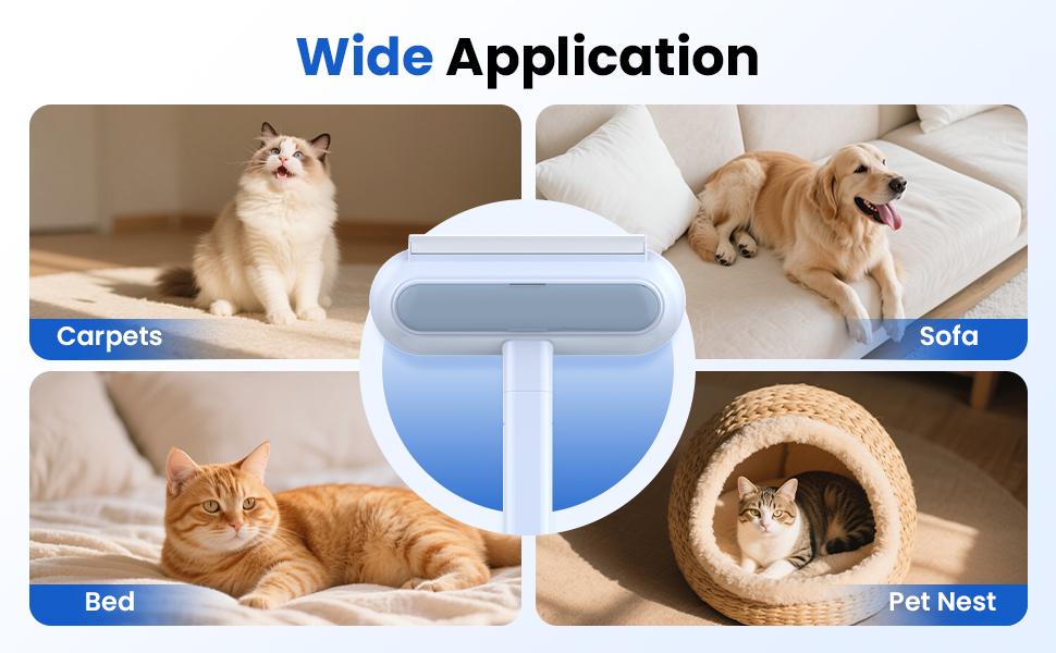 Pet Hair Removal Tool,Cat/Dog Hair Remover with Extra long Handle,Cat Lint Squeegee for Furniture,Carpet,Clothes, Bedding,Car,Window