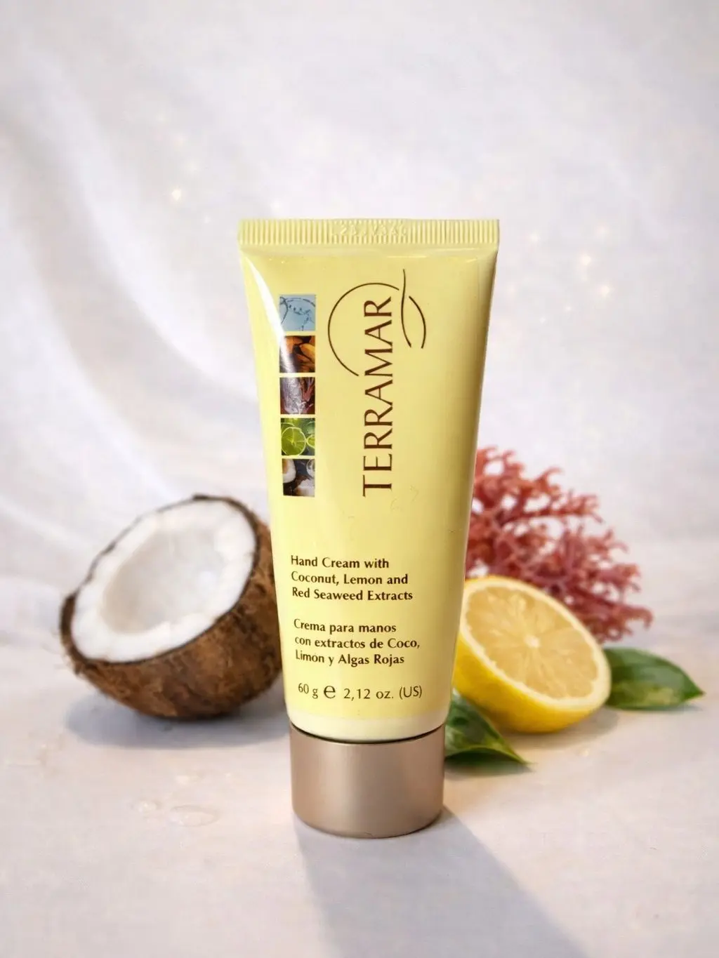 Terramar Nourishing Hand Cream Moisturizer - Coconut, Lemon & Red Seaweed Extract Formula, Scented Daily Use for All Skin Types
