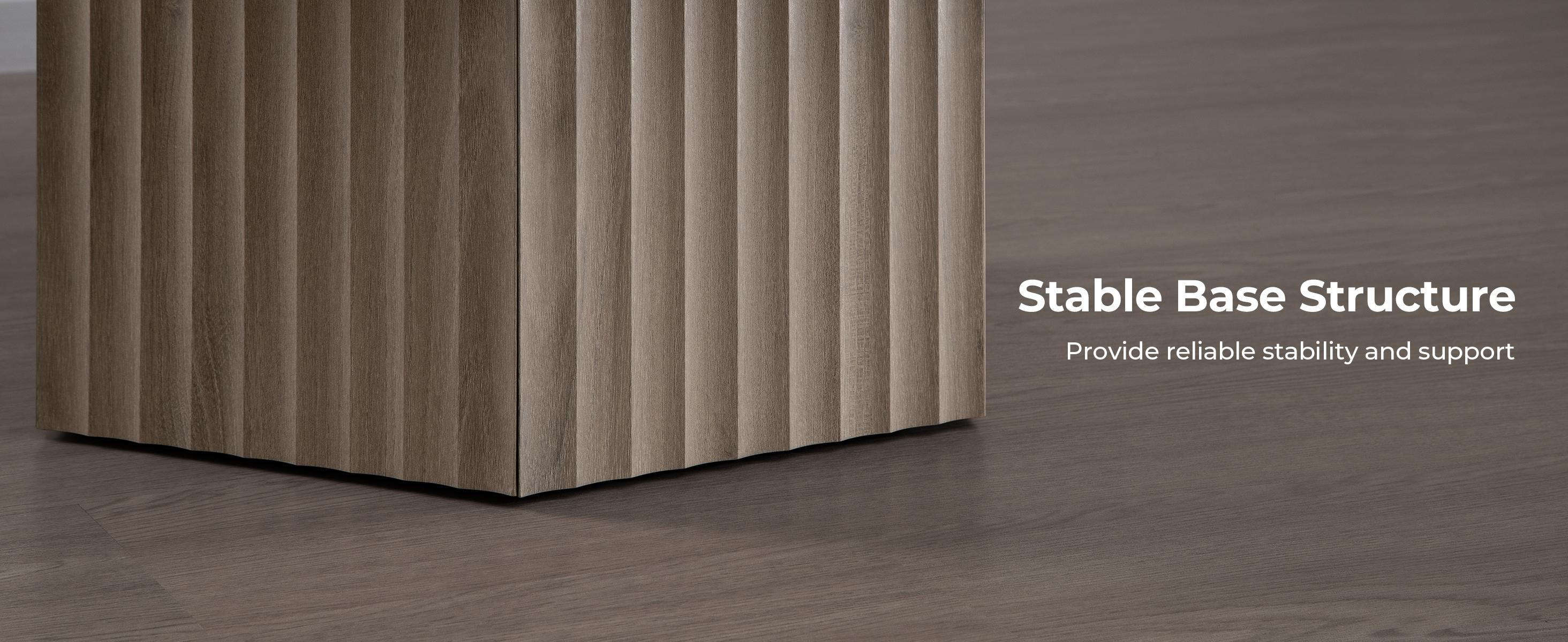 SICOTAS Round Coffee Table for Living Room, Modern Fluted Circle Center Coffee Table with Storage, 32" Accent Tea Dining Table for Apartment, Grey Alder